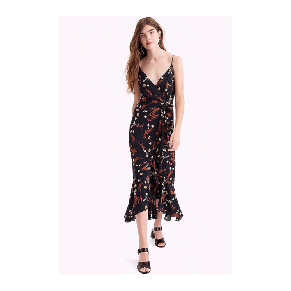 NWT Drapey Faux-Wrap Floral Dress